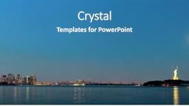  Presentation with liberty - Presentation design with downtown and statue of liberty background and a teal colored foreground