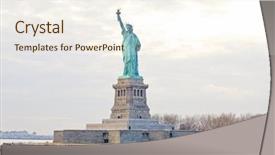  Presentation with liberty - Audience pleasing PPT theme consisting of statue of liberty backdrop and a cream colored foreground