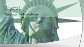  Presentation with liberty - Amazing slides having statue of liberty on a sunny day isolated on white backdrop and a mint green colored foreground
