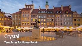  Presentation with mermaid - Theme featuring statue of mermaid in warsaw background and a coral colored foreground