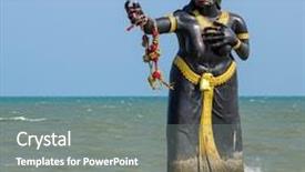  Presentation with pee - PPT theme featuring statue of pee seua samut background and a gray colored foreground