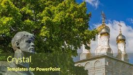  Presentation with russia - Beautiful presentation featuring statue-of-russian-poet-sergei backdrop and a tawny brown colored foreground