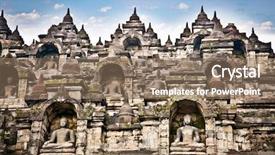  Presentation with borobudur temple - Slide set consisting of statue of the borobudur temple background and a coral colored foreground