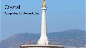  Presentation with virgin mary - Audience pleasing PPT theme consisting of statue of virgin mary in the sea of harbour of messina backdrop and a light blue colored foreground