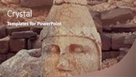  Presentation with turkey - Amazing PPT layouts having statue-on-mount-nemrut backdrop and a tawny brown colored foreground