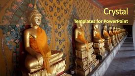  Presentation with bangkok - Beautiful presentation theme featuring statue wat arun bangkok thailand backdrop and a tawny brown colored foreground