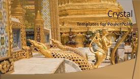  Presentation with bangkok - PPT layouts enhanced with statues at garuda wat phra background and a gold colored foreground