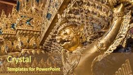  Presentation with bangkok - Theme featuring statues at garuda wat phra background and a tawny brown colored foreground
