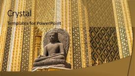  Presentation with bangkok - Slides enhanced with statues at garuda wat phra background and a gold colored foreground