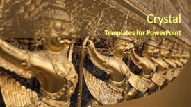  Presentation with bangkok - Beautiful slide deck featuring statues at garuda wat phra backdrop and a tawny brown colored foreground