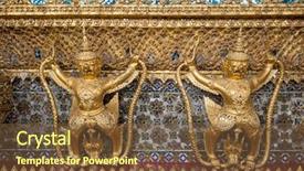  Presentation with bangkok - Colorful presentation design enhanced with statues at garuda wat phra backdrop and a  colored foreground