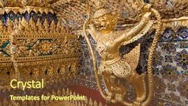  Presentation with bangkok - Slide deck having statues at garuda wat phra background and a tawny brown colored foreground