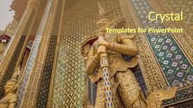  Presentation with bangkok - PPT theme enhanced with statues at garuda wat phra background and a coral colored foreground