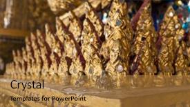  Presentation with bangkok - Beautiful presentation theme featuring statues at garuda wat phra backdrop and a  colored foreground