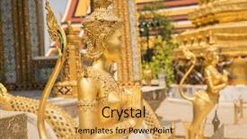  Presentation with garuda pancasila - Audience pleasing PPT theme consisting of statues at garuda wat phra backdrop and a yellow colored foreground