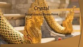  Presentation with bangkok - Theme having statues at garuda wat phra background and a gold colored foreground