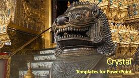 Presentation with bangkok - PPT theme enhanced with statues at garuda wat phra background and a tawny brown colored foreground