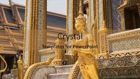  Presentation with bangkok - Amazing slide set having statues at garuda wat phra backdrop and a gold colored foreground