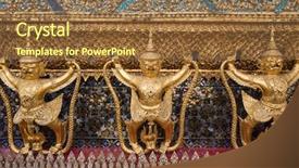  Presentation with bangkok - Beautiful slide deck featuring statues at garuda wat phra backdrop and a tawny brown colored foreground