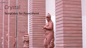  Presentation with museum - Audience pleasing PPT theme consisting of statues-at-out-side backdrop and a coral colored foreground