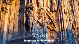  Presentation with sunset - PPT layouts with statues-from-outside-milan-cathedral background and a ocean colored foreground