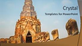  Presentation with ayutthaya - Amazing presentation theme having statues in wat chaiwatthanaram ayutthaya backdrop and a light blue colored foreground