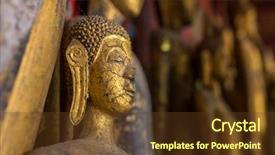  Presentation with buddha - Beautiful PPT theme featuring statues in wat xieng thong backdrop and a tawny brown colored foreground