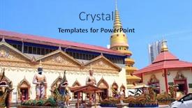  Presentation with pulau - PPT theme with statues-of-kinnaris-dragons background and a light blue colored foreground