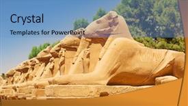  Presentation with karnak - PPT theme consisting of statues of ram-headed sphinx background and a teal colored foreground