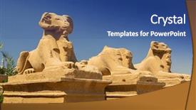  Presentation with karnak - Theme featuring statues of ram-headed sphinx background and a ocean colored foreground
