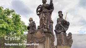  Presentation with czech republic - PPT theme enhanced with statues-on-charles-bridge background and a tawny brown colored foreground