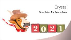 Presentation with 2021 - Slide deck having statuette-of-bull background and a white colored foreground