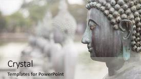  Presentation with buddha - Presentation design featuring sri lankan history - statute of buddha background and a light gray colored foreground