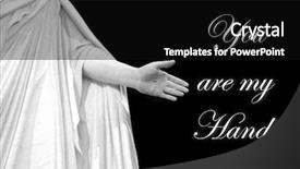  Presentation with black hand - Amazing slides having statute of hand of jesus backdrop and a black colored foreground