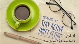  Presentation with ikigai - Theme featuring stay-active-do-not-retire background and a soft green colored foreground