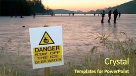  Presentation with danger - Beautiful PPT theme featuring stay alert - danger - thin ice backdrop and a tawny brown colored foreground