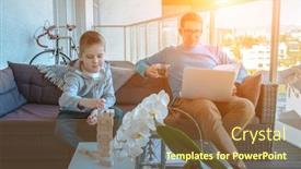  Presentation with creating time - Presentation theme featuring stay-and-work-at-home background and a tawny brown colored foreground