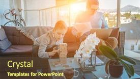  Presentation with creating time - PPT theme consisting of stay-and-work-at-home background and a tawny brown colored foreground