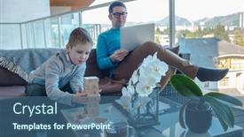  Presentation with creating time - Colorful slides enhanced with stay-and-work-at-home backdrop and a ocean colored foreground