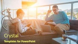  Presentation with free family - Slide deck with stay-at-home-dad-father background and a tawny brown colored foreground