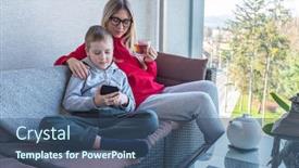  Presentation with free family - Colorful PPT theme enhanced with stay-at-home-mom-mother backdrop and a ocean colored foreground