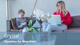  Presentation with free family - Cool new theme with stay-at-home-mom-mother backdrop and a teal colored foreground