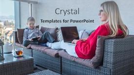  Presentation with free family - Presentation design featuring stay-at-home-mom-mother background and a light blue colored foreground