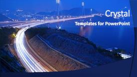  Presentation with hong kong finance - Slide deck featuring stay connected - ting kau bridge in hong background and a cobalt blue colored foreground