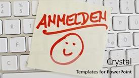  Presentation with note - PPT layouts having stay course - note on computer keyboard log background and a light gray colored foreground