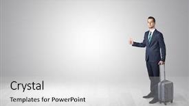  Presentation with lonely - PPT theme having stay go - lonely businessman hitchhikes concept background and a  colored foreground