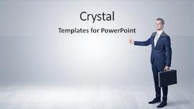  Presentation with copy space - Colorful slides enhanced with stay go - lonely businessman hitchhikes concept backdrop and a  colored foreground