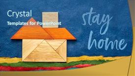  Presentation with social isolation - Amazing slides having stay-home-concept-with-tangram backdrop and a ocean colored foreground