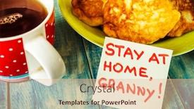  Presentation with tea cup - Presentation design having stay-home-granny-note-fritters background and a lemonade colored foreground