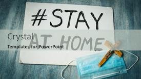  Presentation with medical cross - Beautiful PPT theme featuring stay-home-message-medical-mask backdrop and a light gray colored foreground